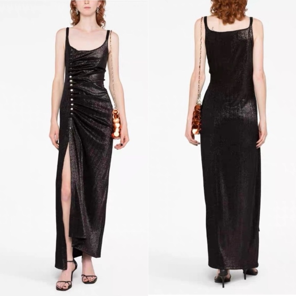 Paco Rabanne Draped Jersey Dress in Black